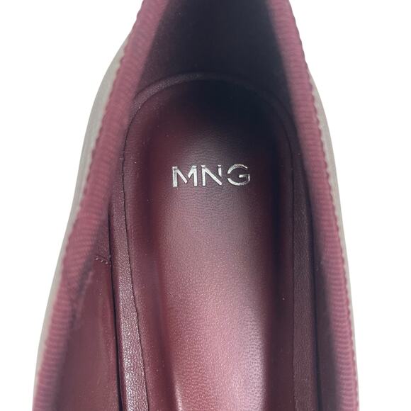 Mango MNG Bow Leather Ballet Flats Burgundy Size 39/US 8.5 - Picture 11 of 12